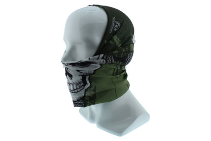 Green and Black Skull Seamless Wide Tube Bandana Balaclava Face Mask