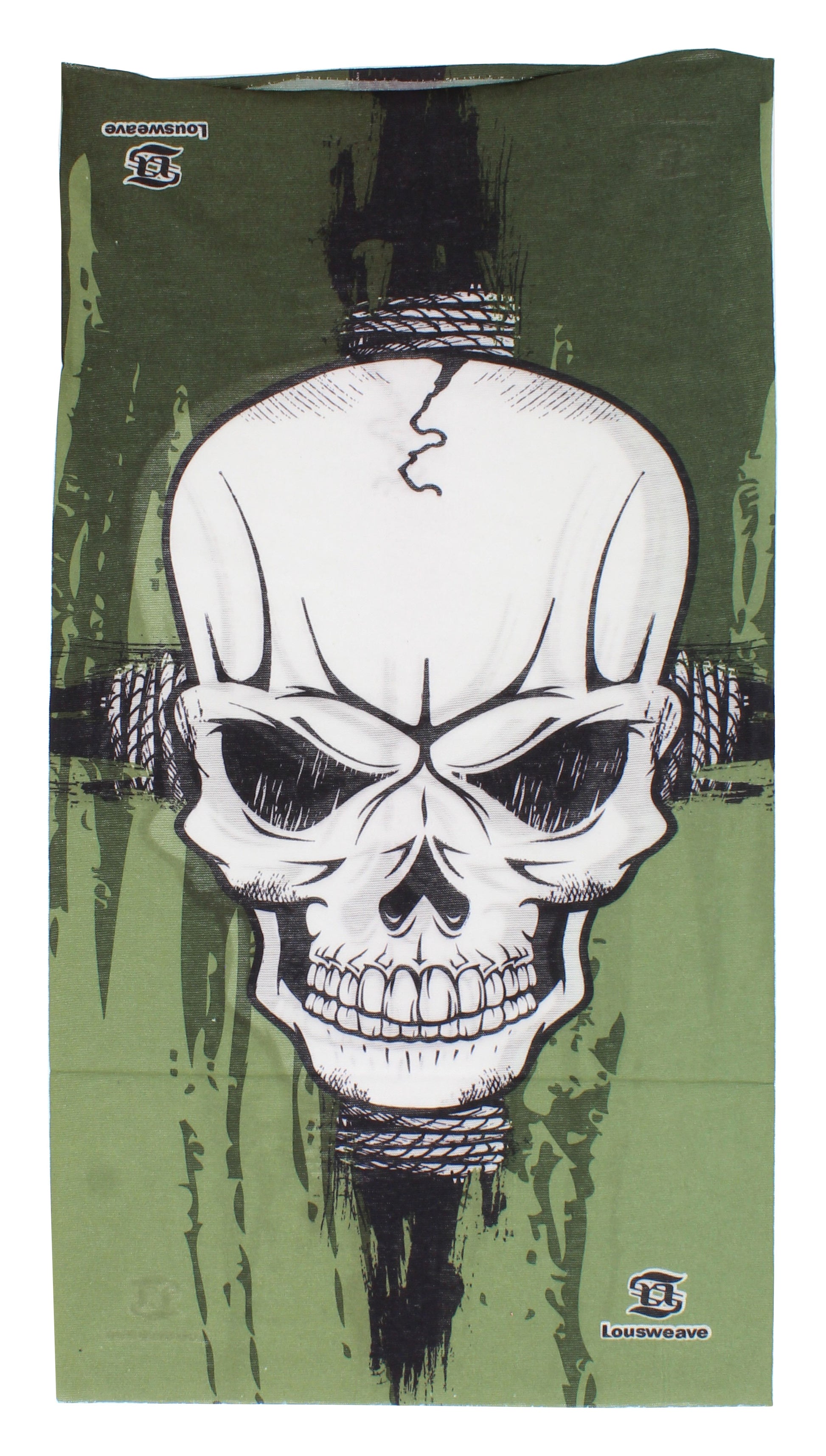 Green and Black Skull Seamless Wide Tube Bandana Balaclava Face Mask