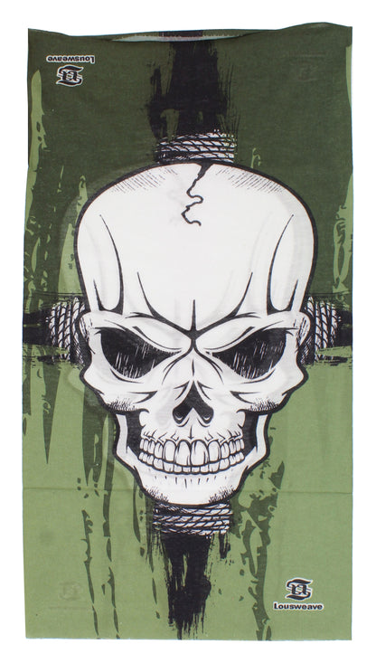 Green and Black Skull Seamless Wide Tube Bandana Balaclava Face Mask