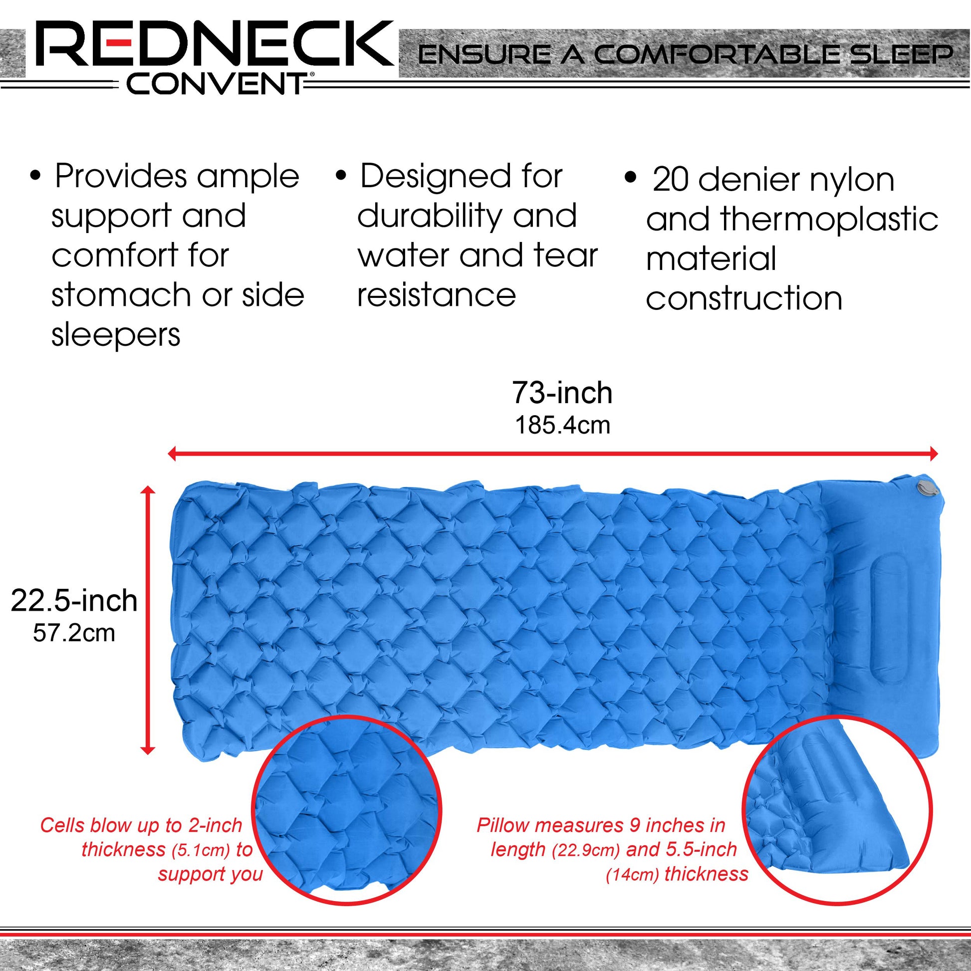 Camping Sleeping Mat - Blue Inflatable Camping Pad and Air Pillow