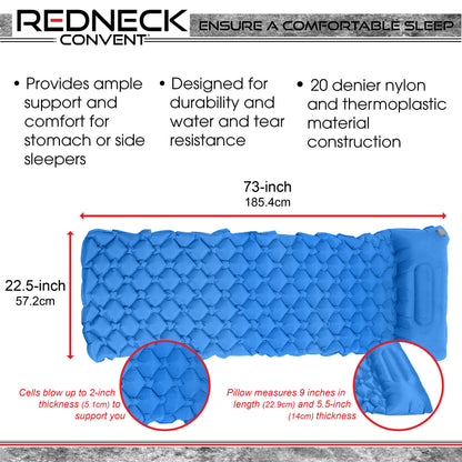 Camping Sleeping Mat - Blue Inflatable Camping Pad and Air Pillow