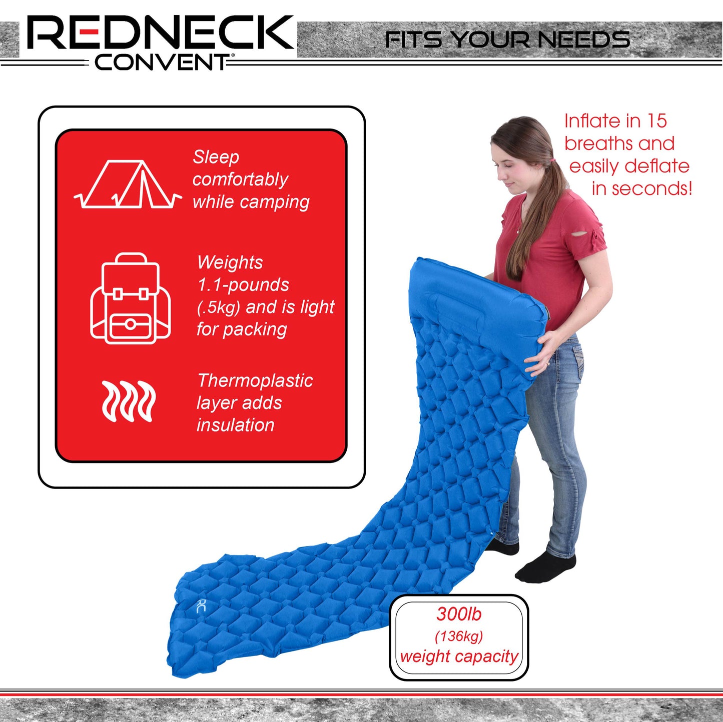 Camping Sleeping Mat - Blue Inflatable Camping Pad and Air Pillow