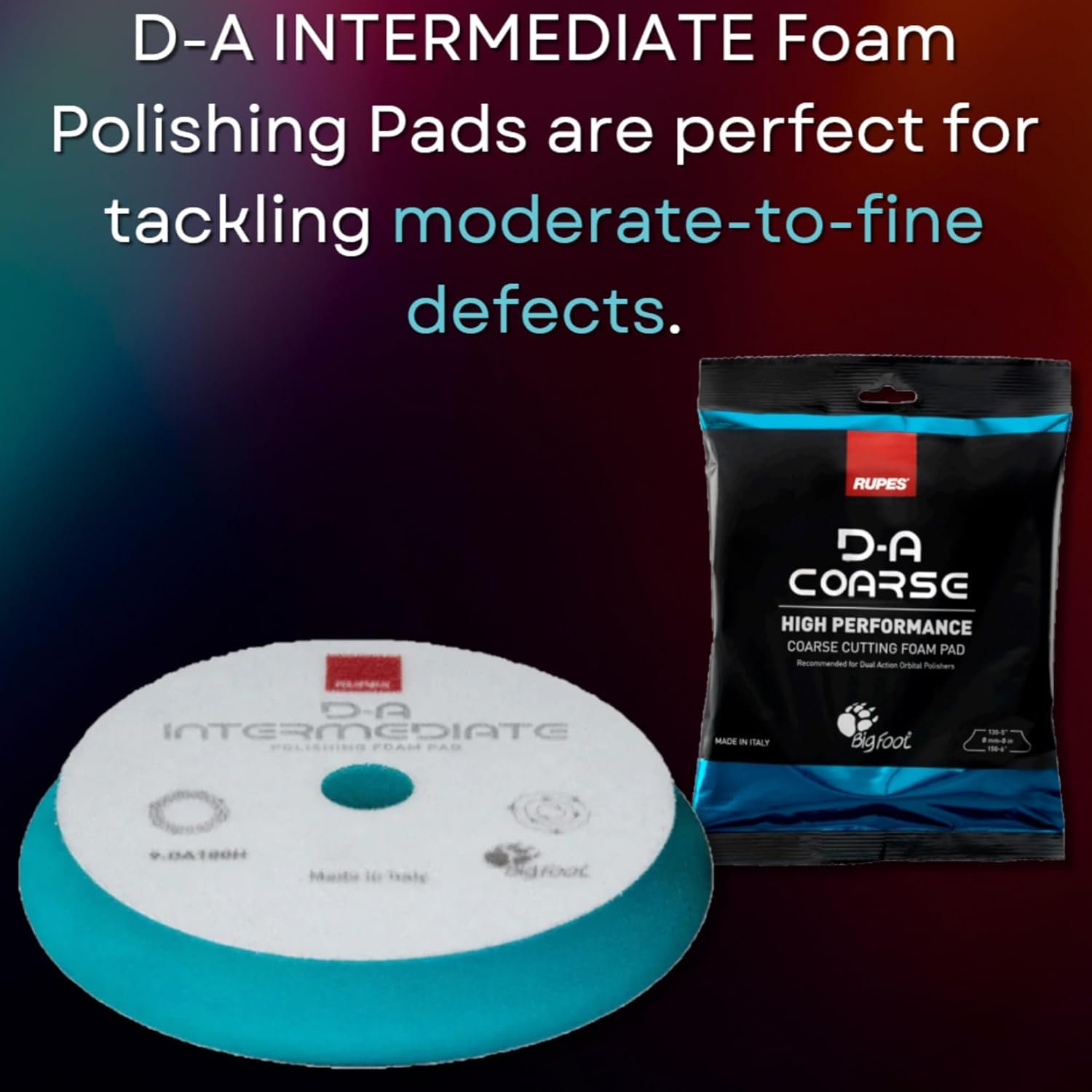 9.DA100B Set of Six (6) D-A Intermediate Foam 4” Orbital Polishing Pads
