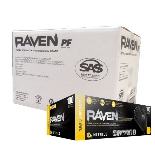 Raven Powder-Free Black Nitrile 6 Mil Gloves