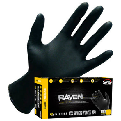Raven Powder-Free Black Nitrile 6 Mil Gloves