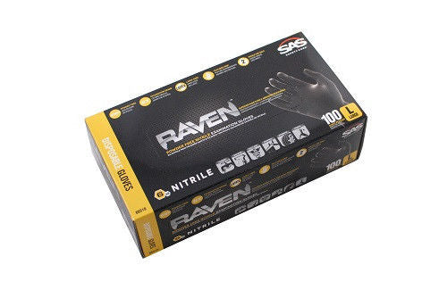 Raven Powder-Free Black Nitrile 6 Mil Gloves