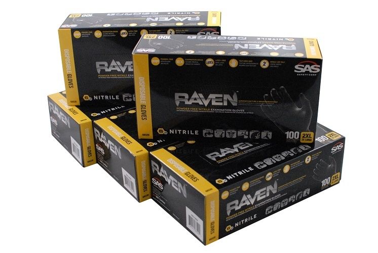 Raven Powder-Free Black Nitrile Gloves