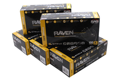 Raven Powder-Free Disposable Black Nitrile 6 Mil Gloves