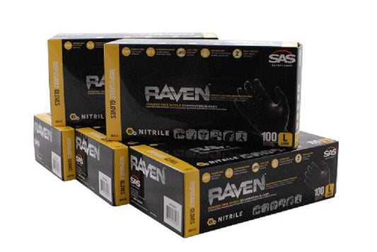 Raven Powder-Free Black Nitrile 6 Mil Gloves
