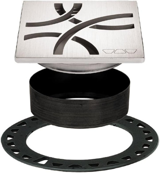 Kerdi-Drain Grate Kit - 4" Brushed Stainless Steel Curve - KDIF4GRKEBD6
