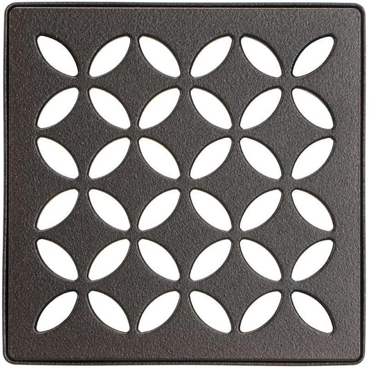 Kerdi-Drain Grate Kit - 4" Bronze Floral, Adjustable - KDIF4GRKTSOBD5