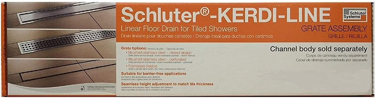 Kerdi-Line 3/4" Frame, 68" Closed-design Grate Assembly