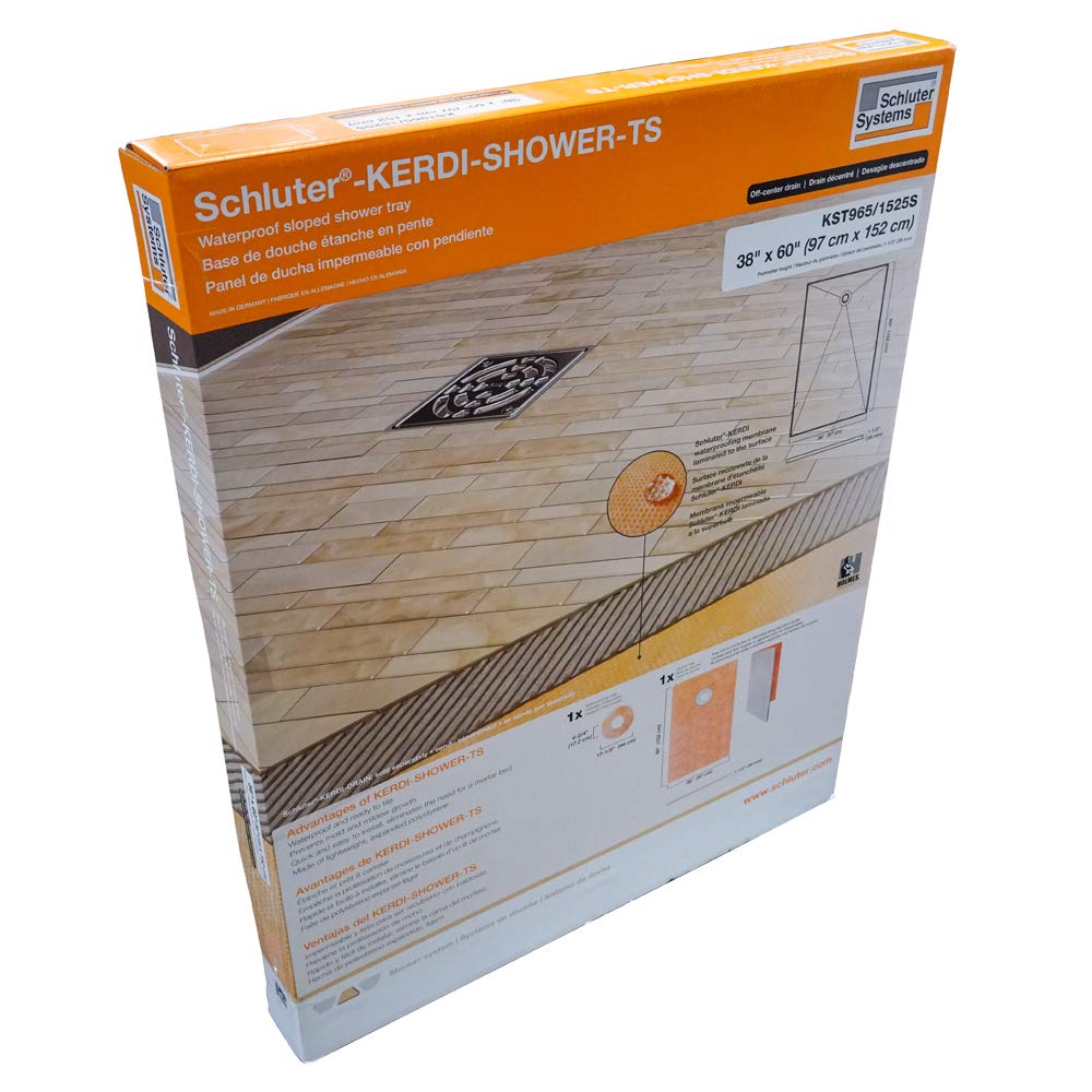 Kerdi 38" x 60" Shower Tray Off-Center Drain Placement 1-1/8" Perimeter Height