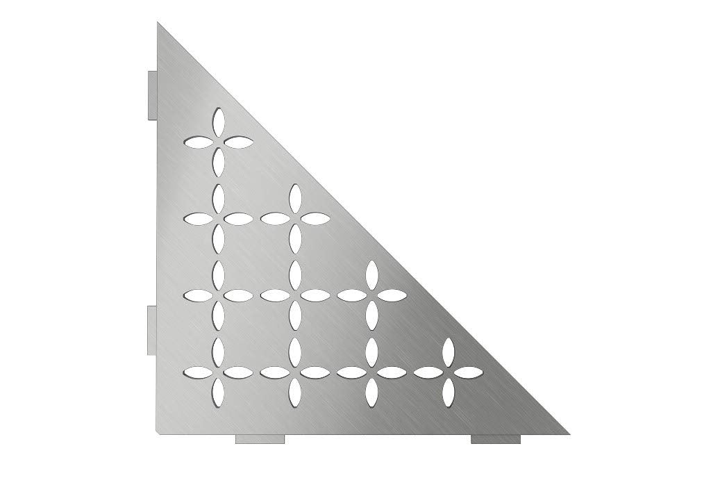 Triangular Corner Shelf-E - Floral Design - Brushed Stainless Steel (SES1D5EB)