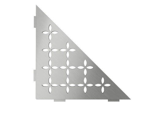 Triangular Corner Shelf-E - Floral Design - Brushed Stainless Steel (SES1D5EB)