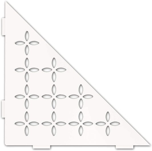 Triangular Corner Shelf-E - Floral Design Matte White SES1D5MBW