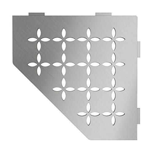 Pentagon Corner Shelf-E - Floral Design - Brushed Stainless Steel (SES2D5EB)