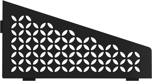 Quadrilateral Corner Shelf-E Floral Design Matte Black Shower Acessory