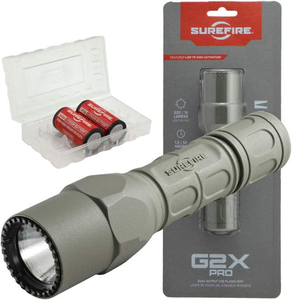 G2X Pro 600 Lumen Tactical EDC Flashlight Bundle - 2 Extra Batt in Case