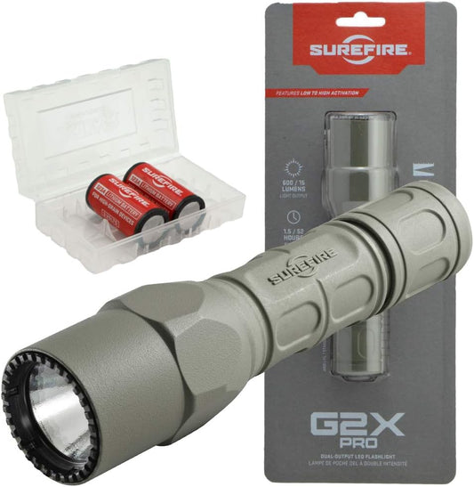 G2X Pro 600 Lumen Tactical EDC Flashlight Bundle - 2 Extra Batt in Case