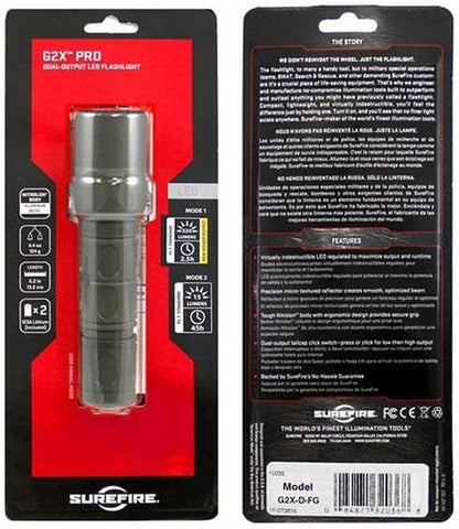 G2X Pro Dual-Output LED Flashlight with click switch, Forest Green