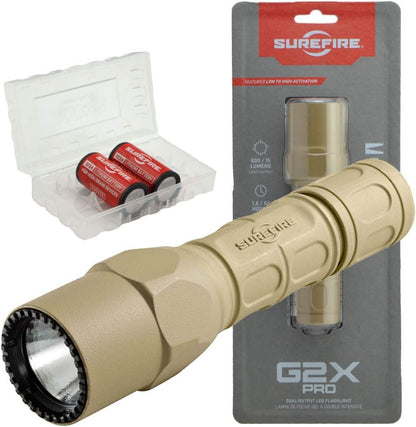G2X Pro 600 Lumen Tactical EDC Flashlight Bundle - 2 Extra Batt in Case