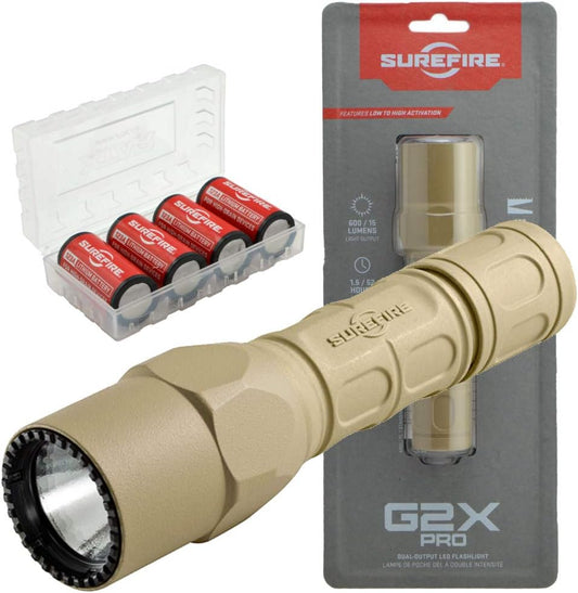 G2X Pro 600 Lumen Tactical EDC Flashlight Bundle - 4 Extra Batt in Case