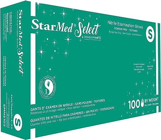 StarMed Select Nitrile Examination Gloves, Small, 100 gloves/box