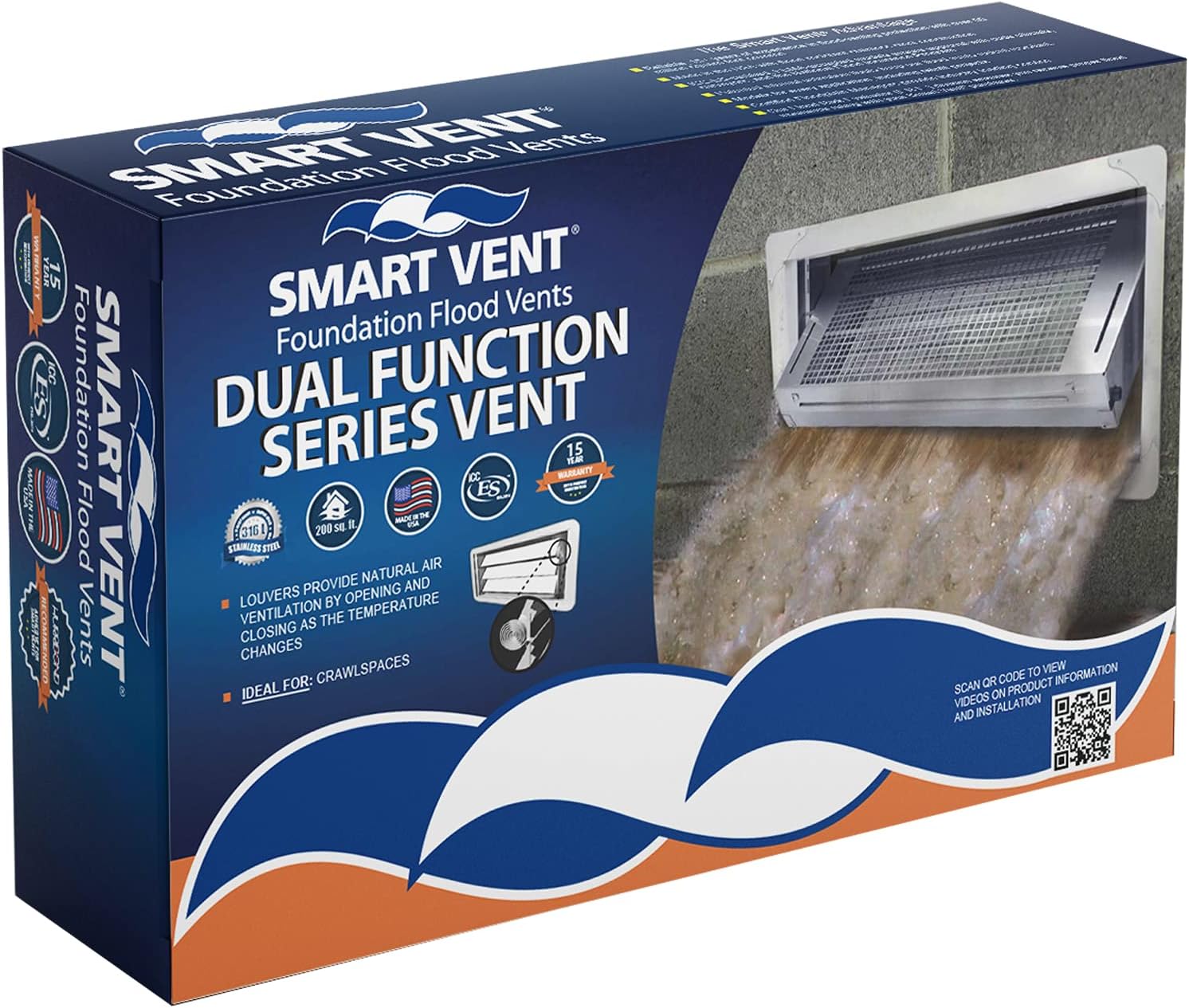 Dual Function, Engineered Foundation Flood Vent Model 1540-510 Black