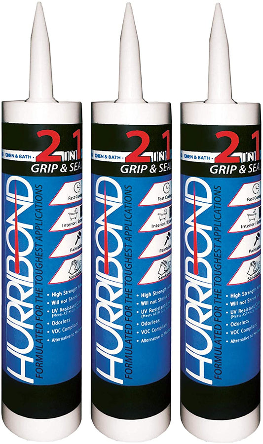 2-in-1 Adhesive and Caulk 3-Pack Gray