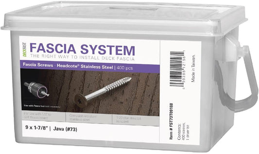 Stainless Steel Fascia Screws 9x1-7/8" T-20 Star Drive Java 400 Pieces