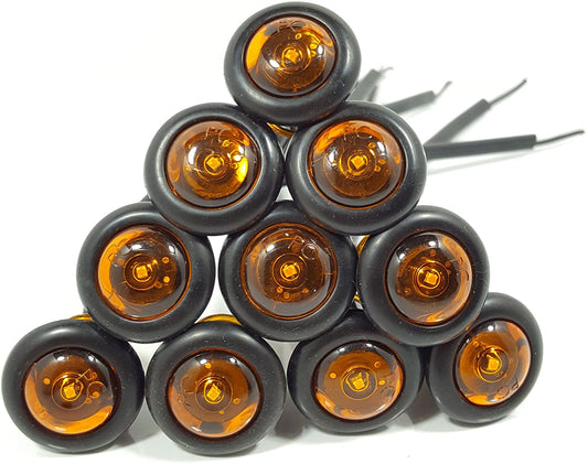 10 USA Made 3/4" Amber LED Clearance Marker Bullet Grommet Lights