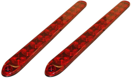 Pair TecNiq Red 15" Waterproof 11 LED Light Bar Stop Turn Tail 3rd brake Light