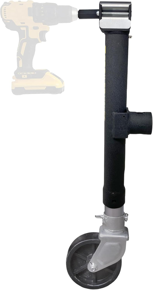 Trailer Valet Side Mount Trailer Jack - Drill-Powered Operation Wheel Attachment