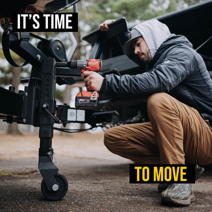 Trailer Valet JX 3-Squared Drill Jack with Dual-Wheel Design, Quick Drop System