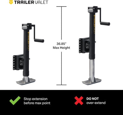 Trailer Valet JXS-5 Swivel Jack Pipe Mount - Drill Powered Option, 5K Capacity