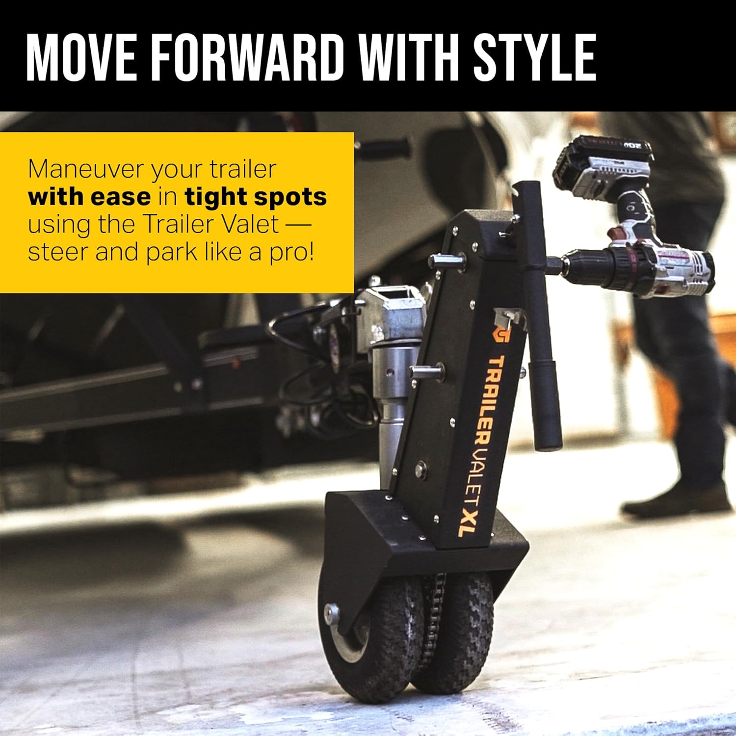 Trailer Valet Drill-Powered XL Trailer Dolly Mover, 10,000 lbs Capacity
