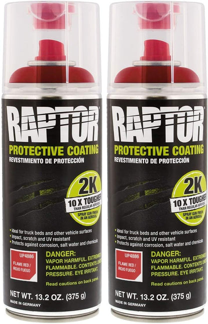 Raptor Bed Liner 2K Aerosol Flame Red 2-Part Protective Urethane Coating