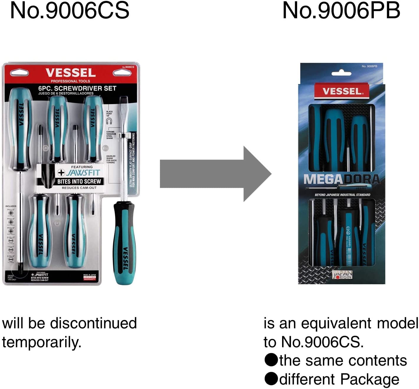 MEGADORA Screwdriver Set 6pcs. 9006PB (Paper Box)