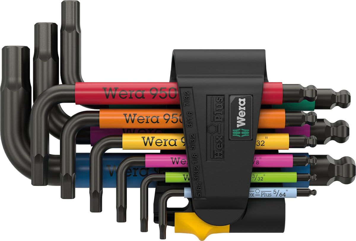Wera 950/9 HEX-PLUS MULTICOLOUR IMPERIAL 3 L-KEY SET, BLACKLASER, 9 PIECES