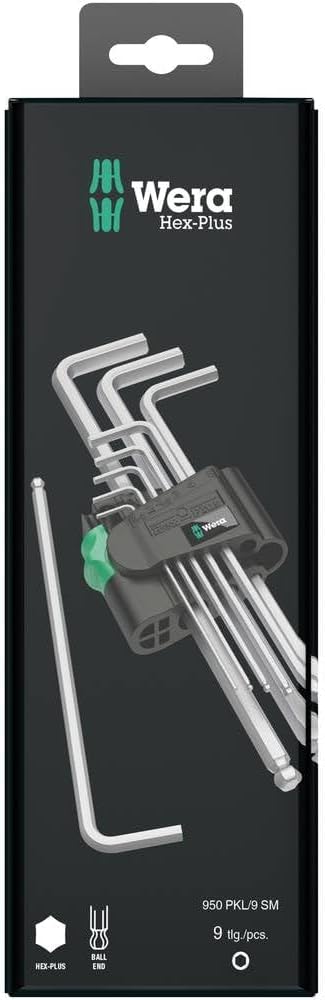 Wera 05073391001 950/9 Hex-Plus 1 SB L-key set, metric, chrome-plated, 9 pieces