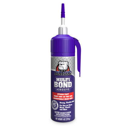 Bulldog Multi-Bond Adhesive, 6 oz., White, Ideal for Hundreds of Shop and Garage Applications, Fast-Drying, Works on Wet Surfaces, Ideal for Metal, Fiberglass and Brick Adhesive