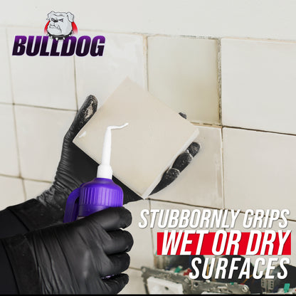 Bulldog Multi-Bond Adhesive, 6 Pack of 6 oz. Bottles, White, Ideal for Hundreds of Shop and Garage Applications, Fast-Drying, Works on Wet Surfaces, Ideal for Metal, Fiberglass and Brick Adhesive