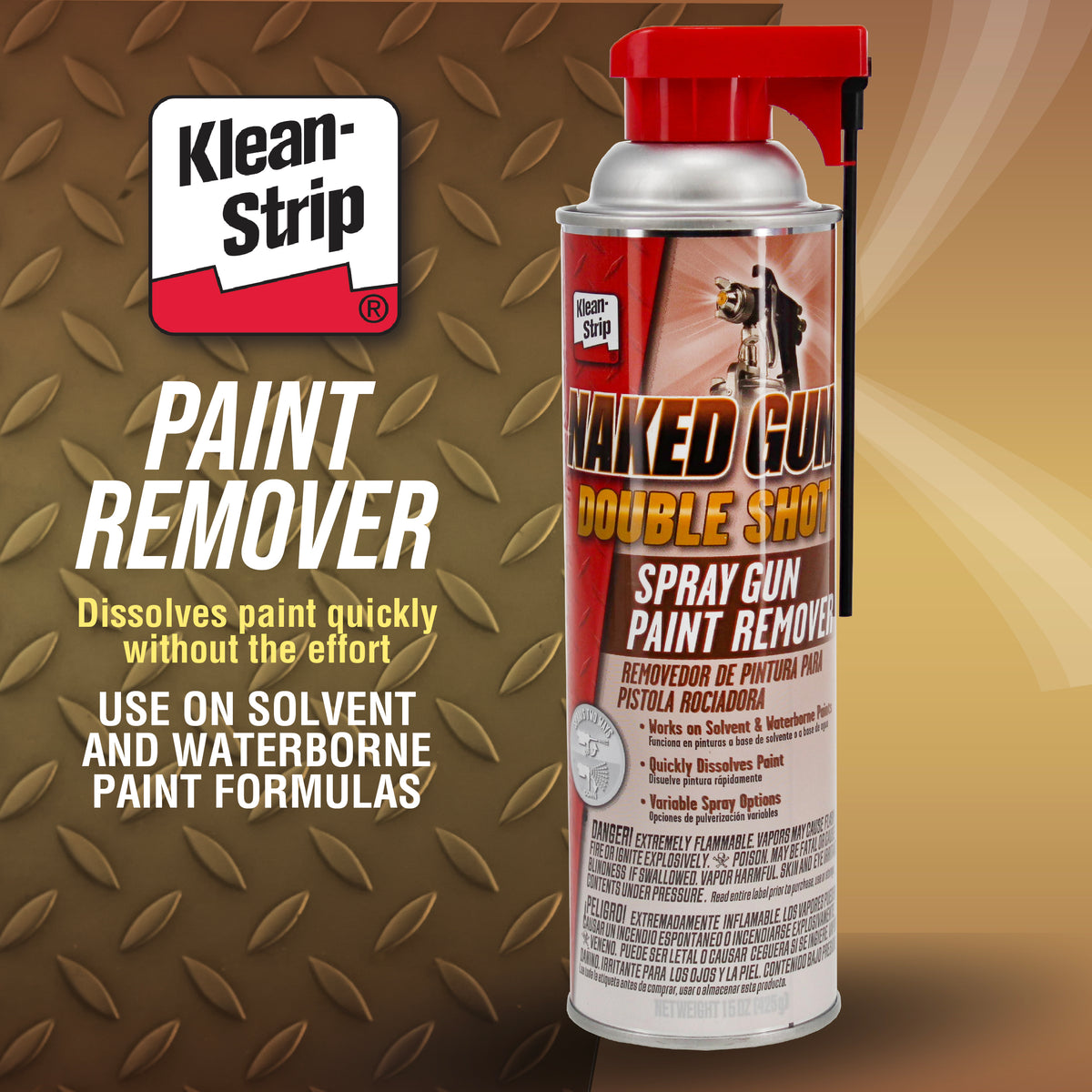 Klean-Strip Naked Gun Spray Gun Cleaner, Solvent & Waterborne Paint Remover, 15oz Aerosol