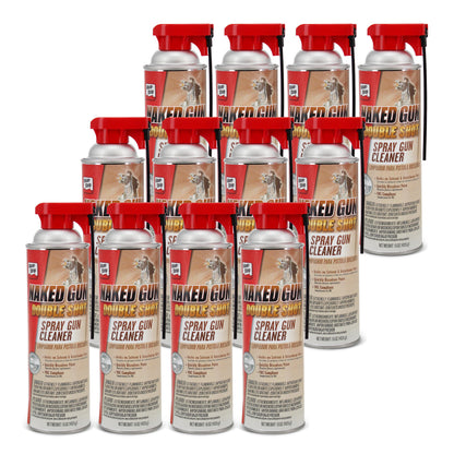 Naked Gun Spray Gun Cleaner 12pk, Solvent & Waterborne Paint Remover, 12 Pack of 15oz Aerosol Cans