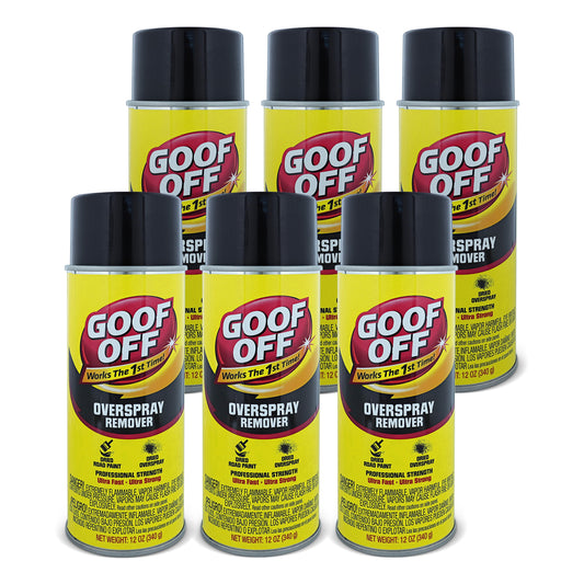 Goof-Off Pro Strength Overspray Remover, 6 Pack of 12 Oz Aerosol Cans