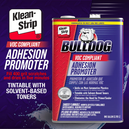 Bulldog Adhesion Promoter VOC Compliant for Automotive Plastics - Ready to Spray Quick Dry Auto Adhesion Promoter Automotive Paint Prep Jobs - Fills 320 Grit Scratches - 1 Gallon
