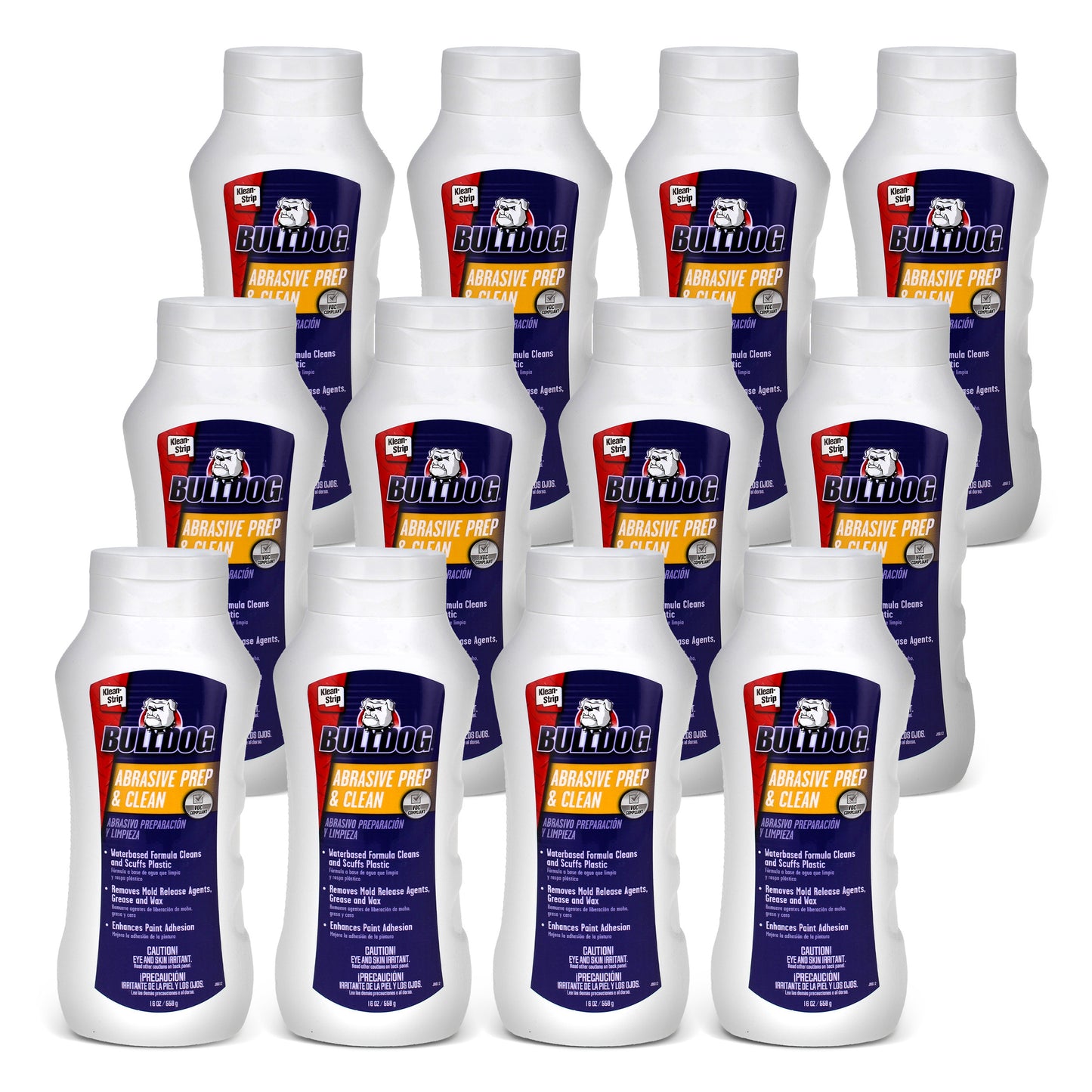 Bulldog Abrasive Prep & Clean Degreaser Paste 12pk - 12 Pack of 16oz Bottles
