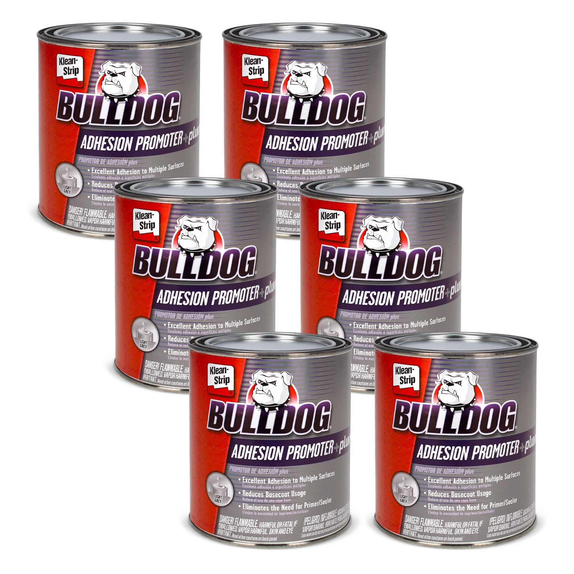 Bulldog Adhesion Promoter Plus 6pk - For Automotive Plastics and Metals - 6 Pack of 1 Quart Cans