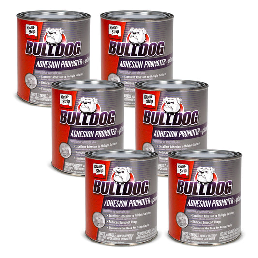 Bulldog Adhesion Promoter Plus 6pk - For Automotive Plastics and Metals - 6 Pack of 1 Quart Cans